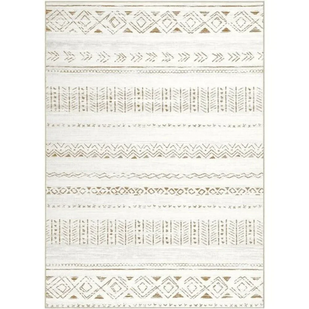 New 5x7 Washable Area Rug, Boho Farmhouse Non-Slip Carpet for Home & Room Decor